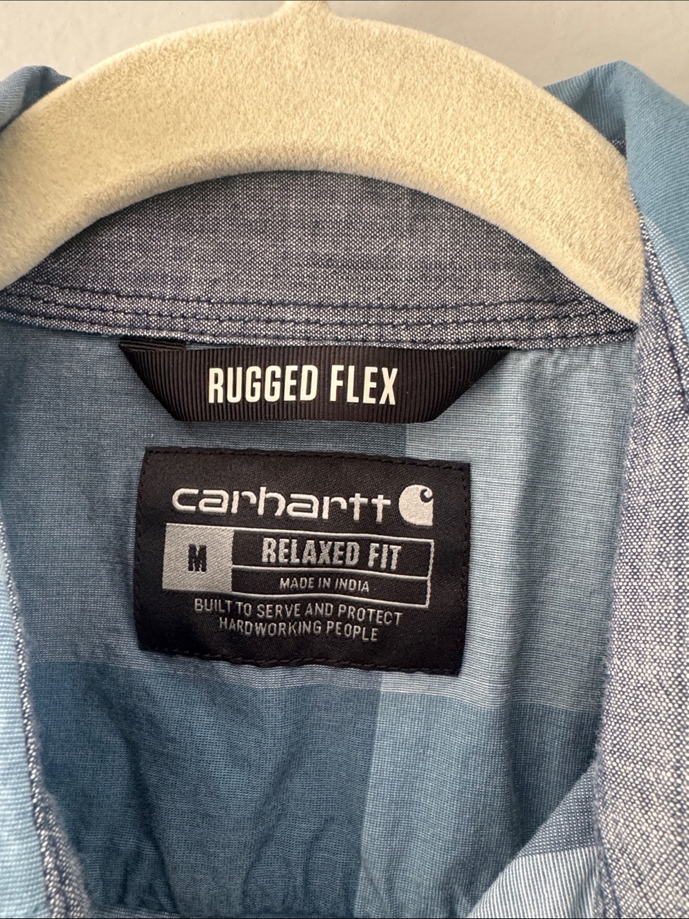 Carhartt Men’s Blue Rugged Flex Relaxed Fit SZ M Short Sleeve Button-Down Shirt - Picture 2 of 8